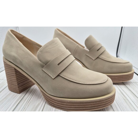 Oasis Society Shoes - Oasis Society Chunky Heeled Platform Beige Shoes Size 10 new without box